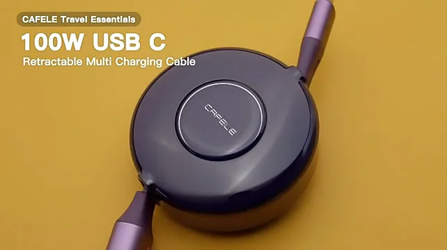 CAFELE Retractable USB C Cable 100W - 3-in-1 Fast Charging Cord For Phone, Laptop, Tablet