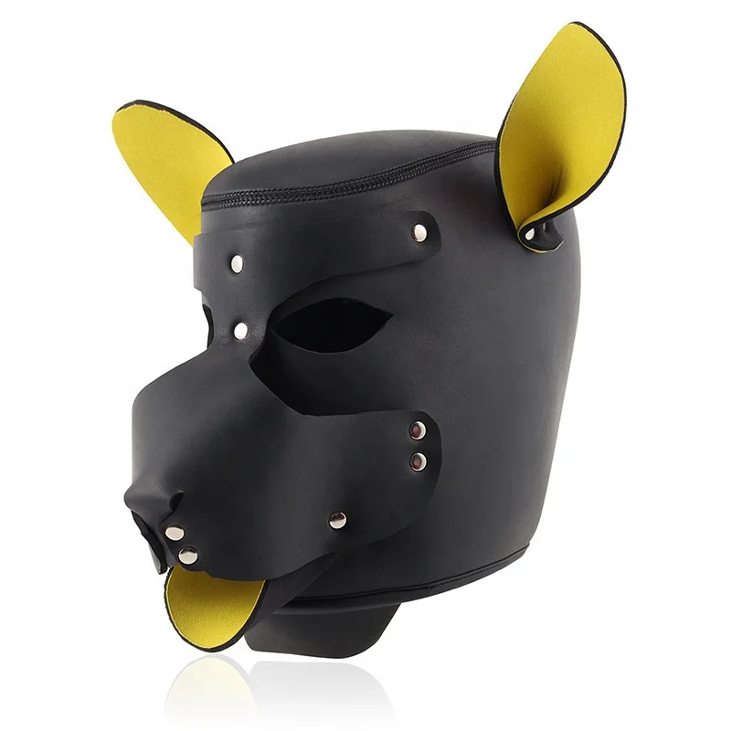Cagoule/Capuche BDSM Style Doberman - Pour Puppy Play - Similicuir Noir