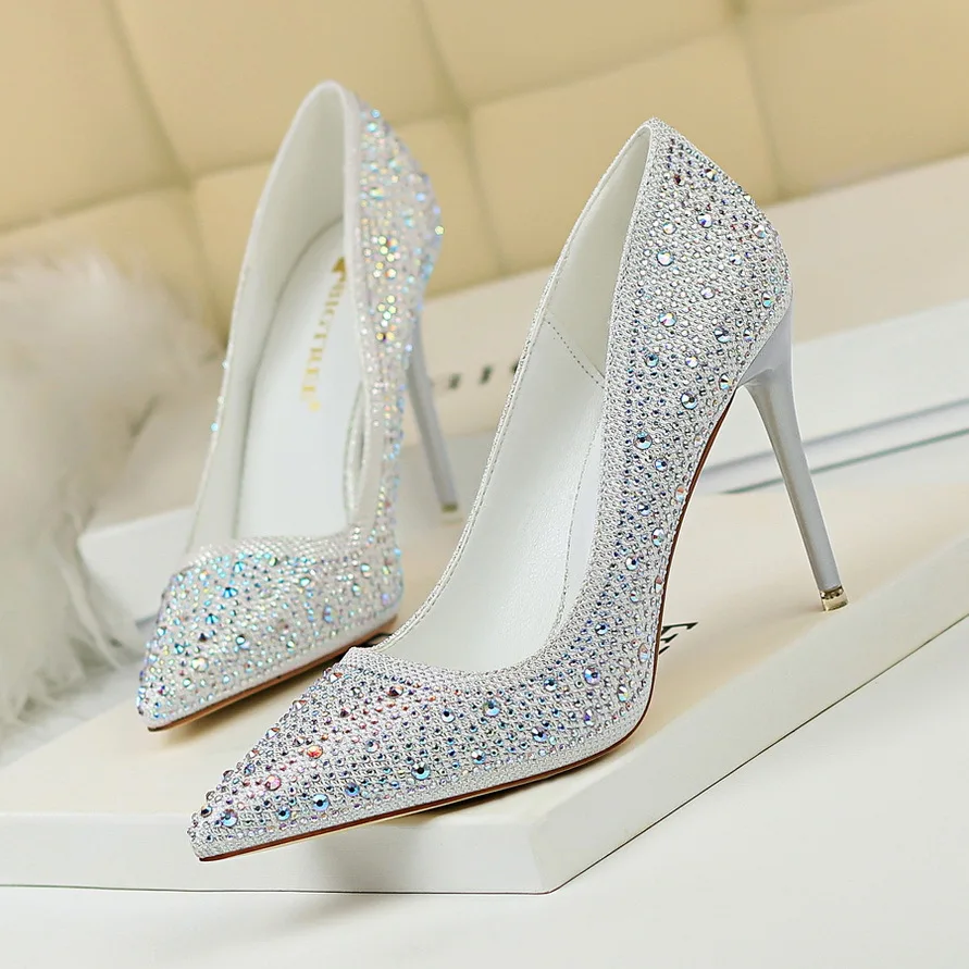 Talons noirs à anges en strass D'orsay Escarpins à talons aiguilles Chaussures habillées | Up2Step