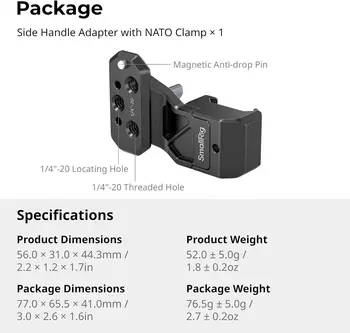 SmallRig Side Handle Extension Adapter Part with NATO Clamp for NATO Rails, Cages with Built-in NATO Rails Mounting Plates product image