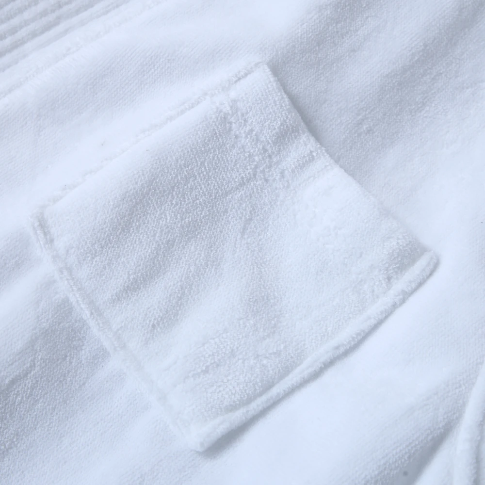 Wholesale Luxury Hotel White Cutpile Velvet Bathrobe Terry Cloth Spa Robe Unisex Luxury Hotel