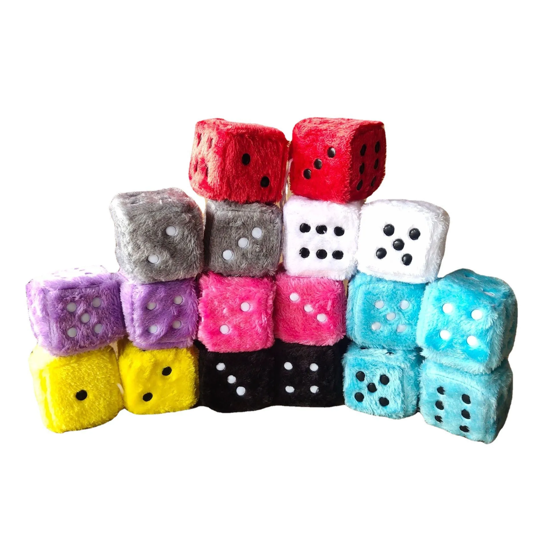 Custom Pair Of Retro Square Mirror Hanging Couple Fuzzy Plush Dice With