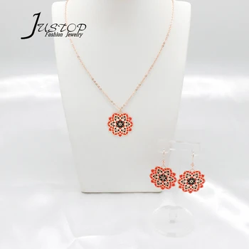 Fashion Jewellery Gold Plated Colorful Epoxy Pendent Jewelry Set