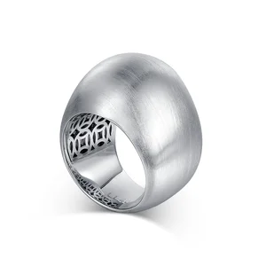 Fashion Personalized Charms Women's Ring 9k 14k 18k White Gold Ring With Egg Shape Design and Brushed Treatment