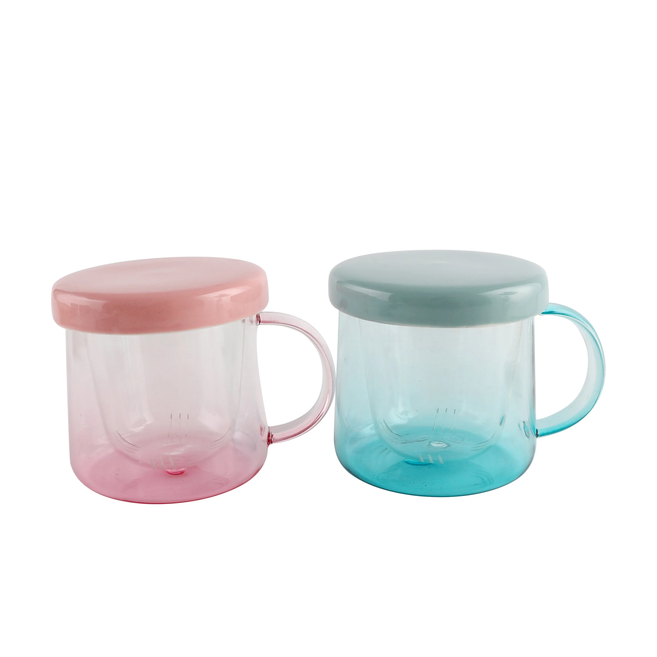 Borosilicate Cup in Light Blue/Pink