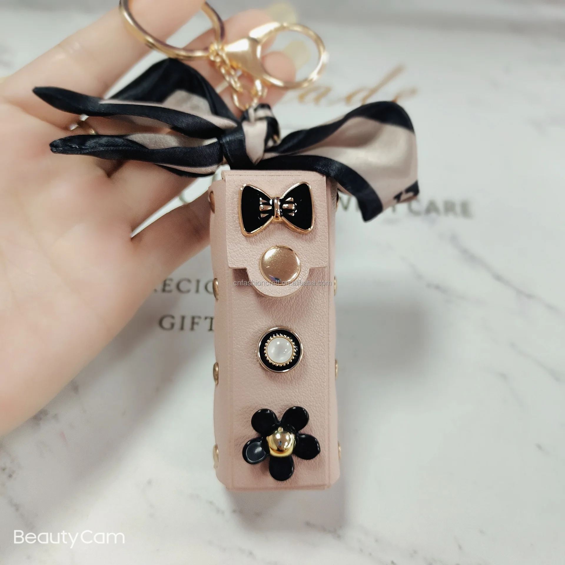 Korea Style Mini Lipstick Pouch Key Chain Pu Material Mini Lipstick Bag Key Ring for Bag Charm