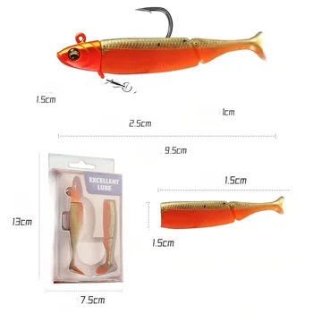 Wholesale T-Tail Lead Fish Lure Boxed, 9.5cm 20g Long Cast Glow-in-the-Dark Fishing Lure, JIG Lead Head T-Tail Soft Bait – Soft Lure – view 4