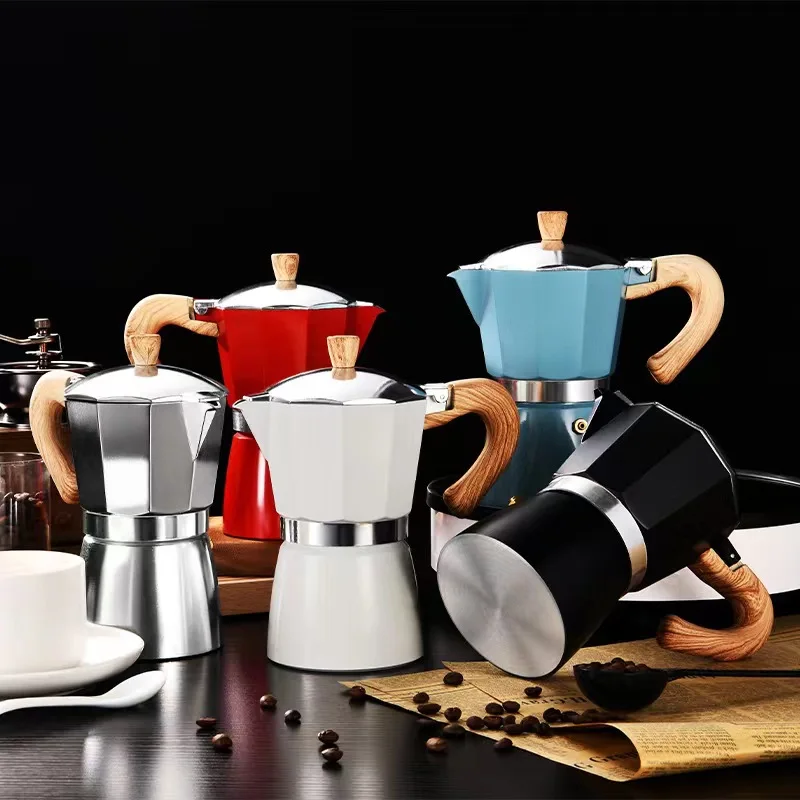 Westgreen Custom Portable Aluminum Stovetop Moka Pot Coffee Maker 3/6Cup 150ml300ml Small Espresso Cafetiere for Travel Camping