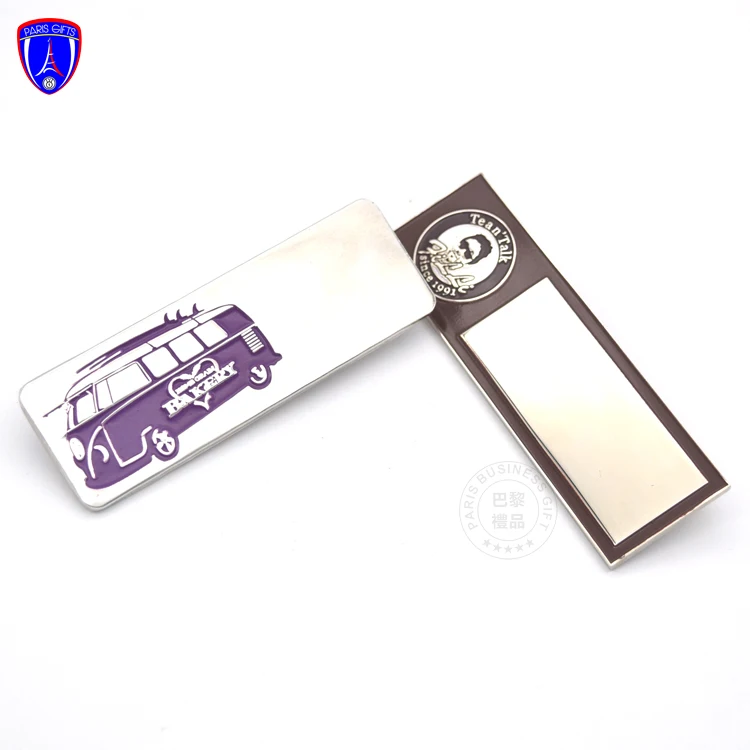 Magnetic Name Badge Company Customized Name Tag Factory Wholesale Rectangle Metal Name Badge with Safety Pin Back