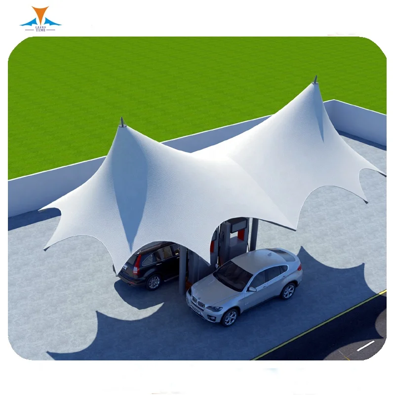 PVDF PTFE ETFE Fabric Tensile Membrane Structure Roof for the Gas Station