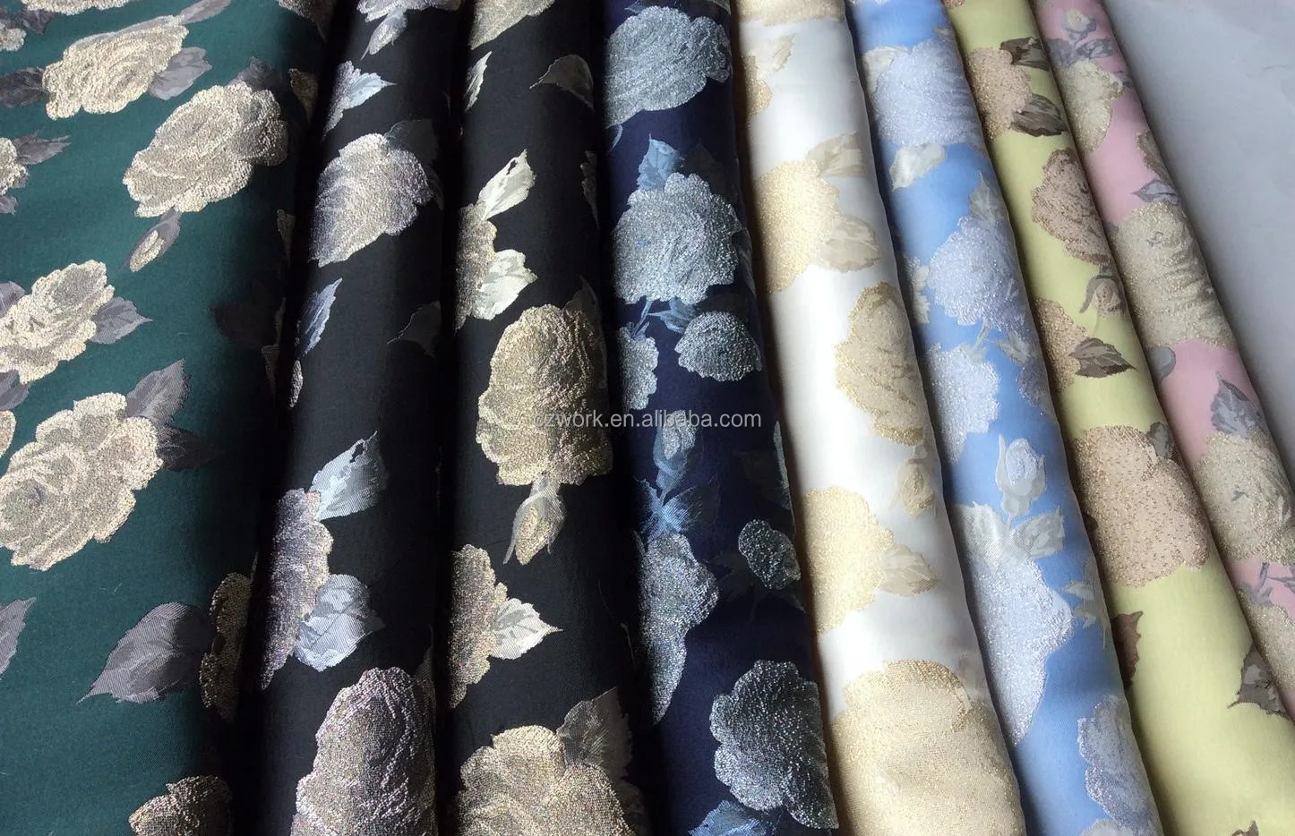 190gsm Custom Woven Metallic Double Faced Jacquard Beautiful Flower ...