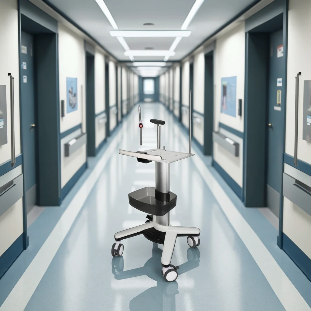 ECG Equipment Trolley Adjustable Cable Storage Arm Aluminum Alloy 4" Brake Wheels Modern Hospital Cart for Hotel Clinic Outdoor 3