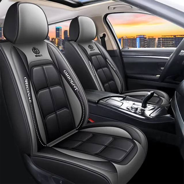 Full Set Car Seat Covers Crown PU Leather Full Surround Durable Comfortable Automotive Vehicle Cushion Car Seat Cover