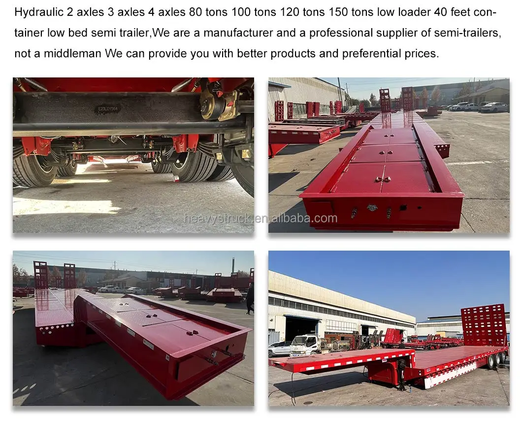 Used Fuwa 3 Axles Semi Trailer For Sale 50ton Max Payload Low Bed Semi