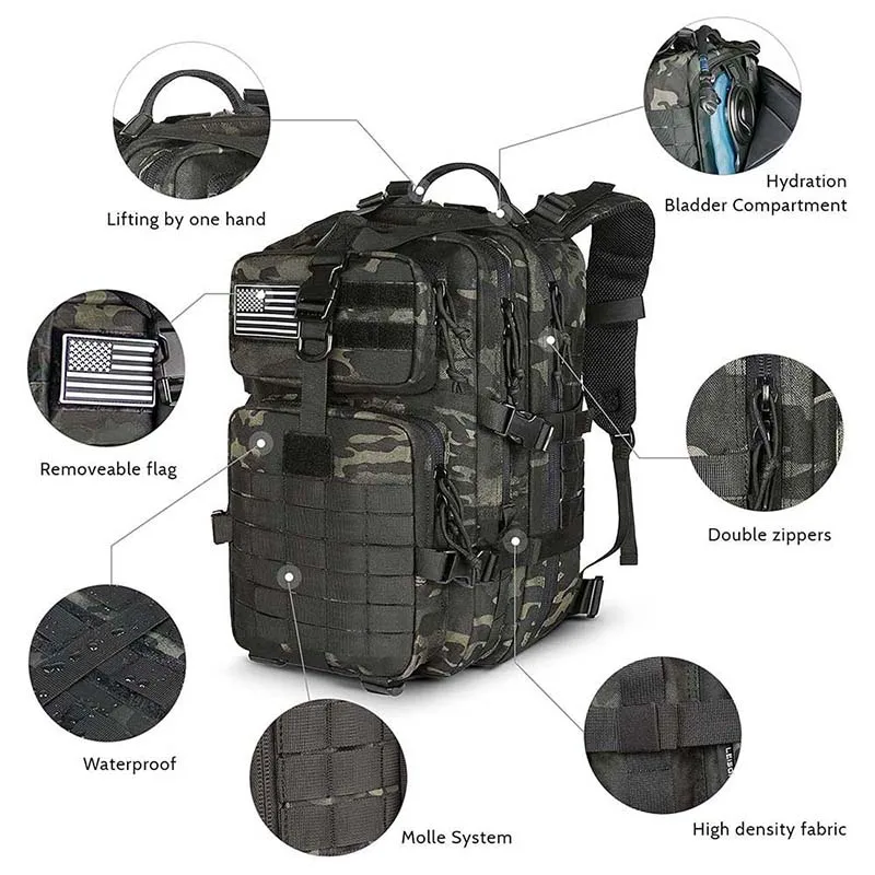 China Factory Customized Outdoor Travel Camping Rucksack Camouflage Hunting Backpack Large Capacity Tactical Backpack