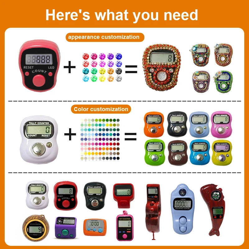Adjustable Digital Tasbih Tally Counter Hand Finger Counter One Buttons LED Digital Counter