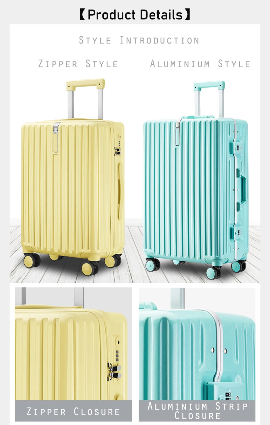 Customized Carry On Luggage Travel Bags Aluminum Luggage Suitcase Luggage Sets 3 Piece Trolley