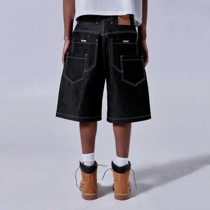 Salati 100% Cotton 14oz Oversized Selvedge Denim Jorts Customized Label Baggy Super Size Loose Heavy Straight Fit Summer Casual gallery 2