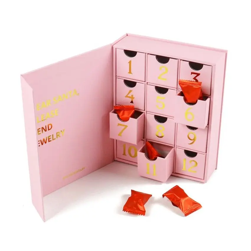 Best Selling Factory Customized Design Gold Print Cosmetic Advent Mystery Calendar Box