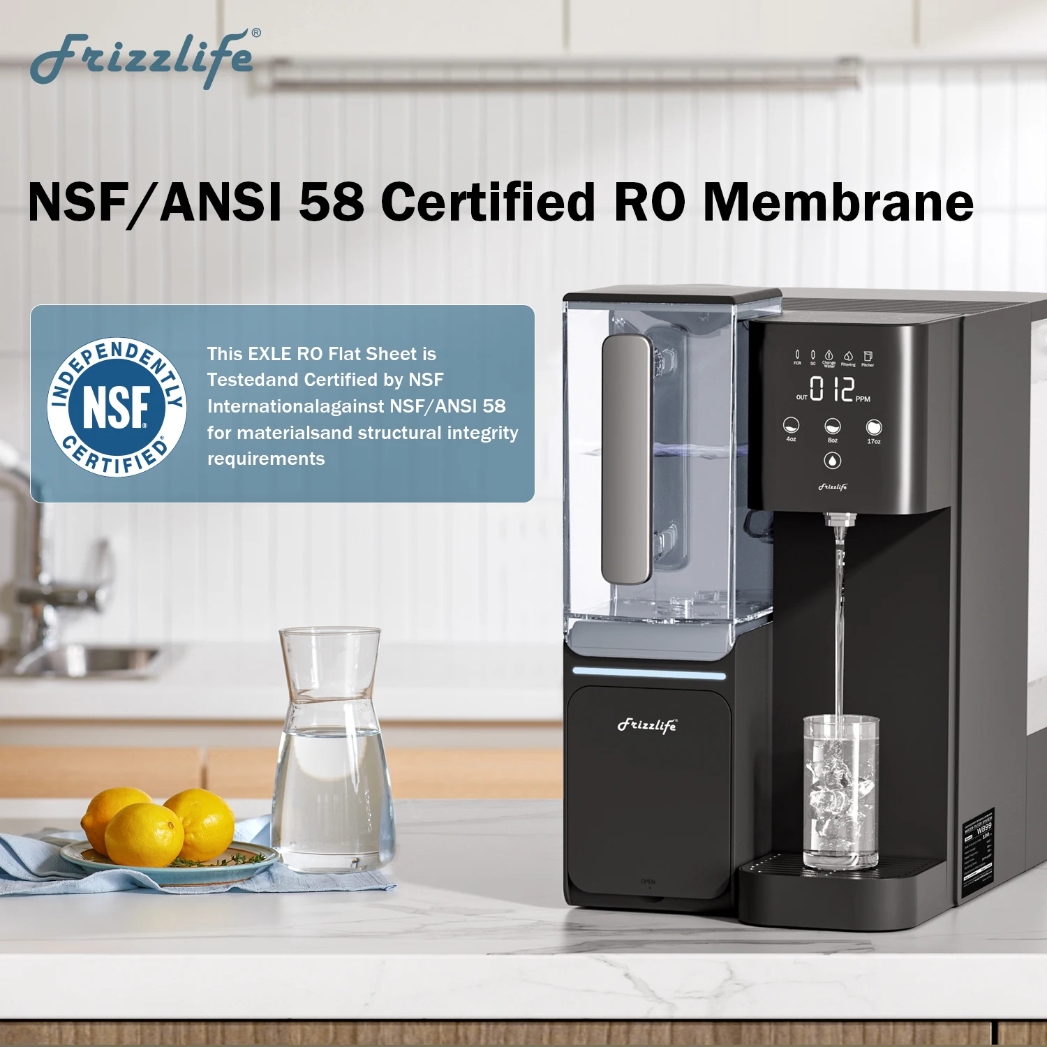 Countertop TDS Monitoring Filter Life Display Reverse Osmosis System Water Filter Dispenser With Large Tank