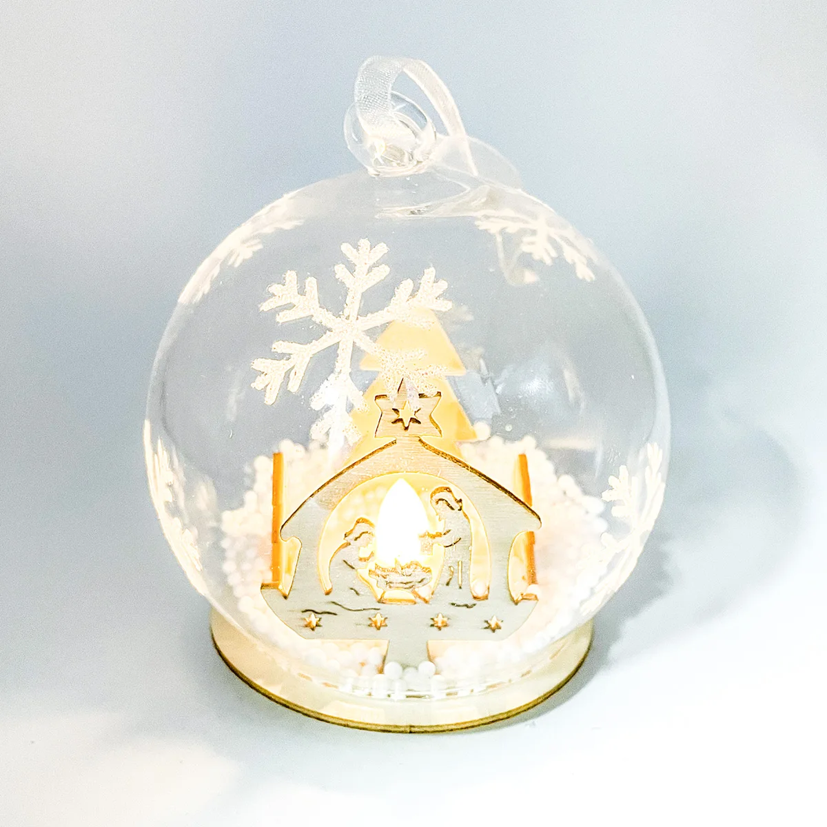 Personalised custom european style xmas decor hanging glass nativity ball christmas tree ornaments decoration ornament wholesale