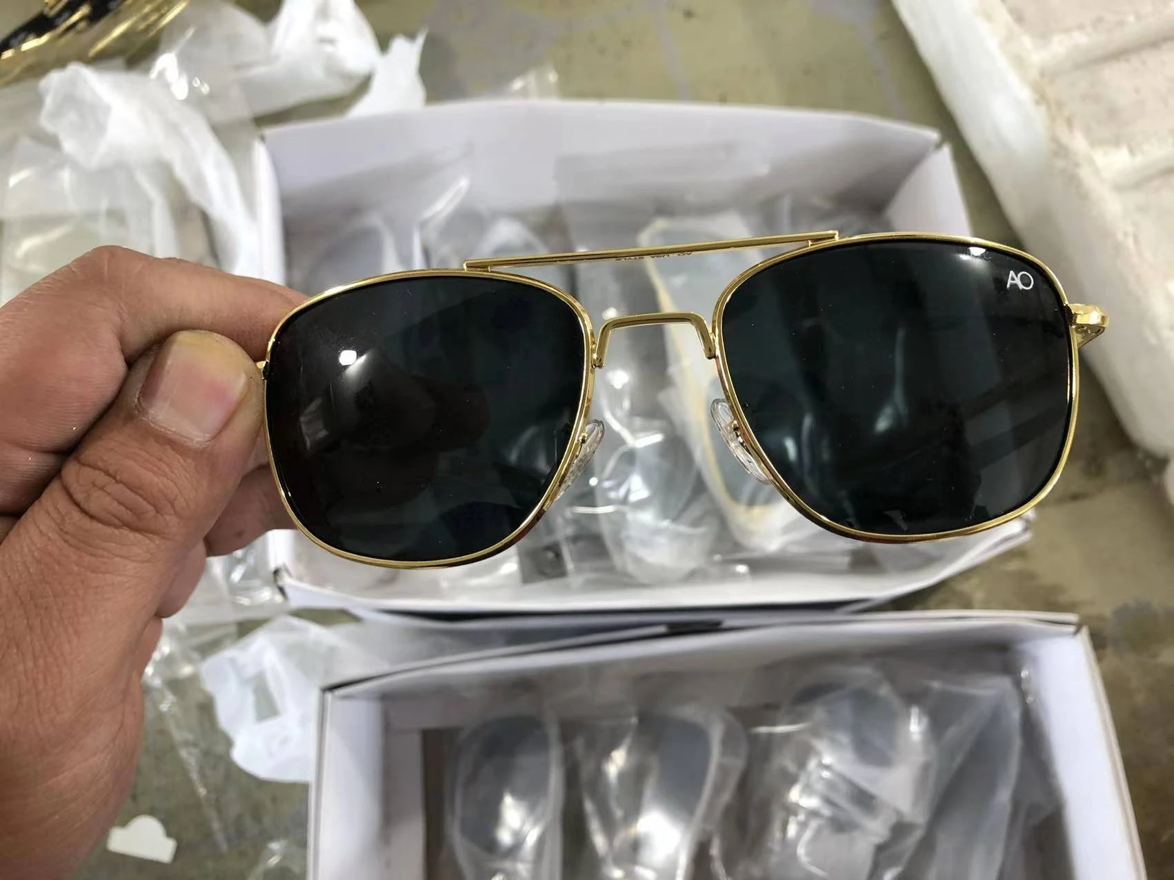 Retro Trendy Pilot Metal Glasses Ao Sunglasses Men American Optical