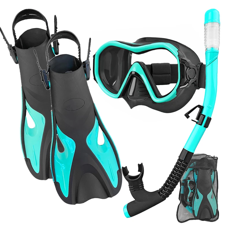 Aloma 2024 Snorkel Set Snorkeling Gear Adults Diving Goggles Mask with Snorkel with fins With Gear Bag
