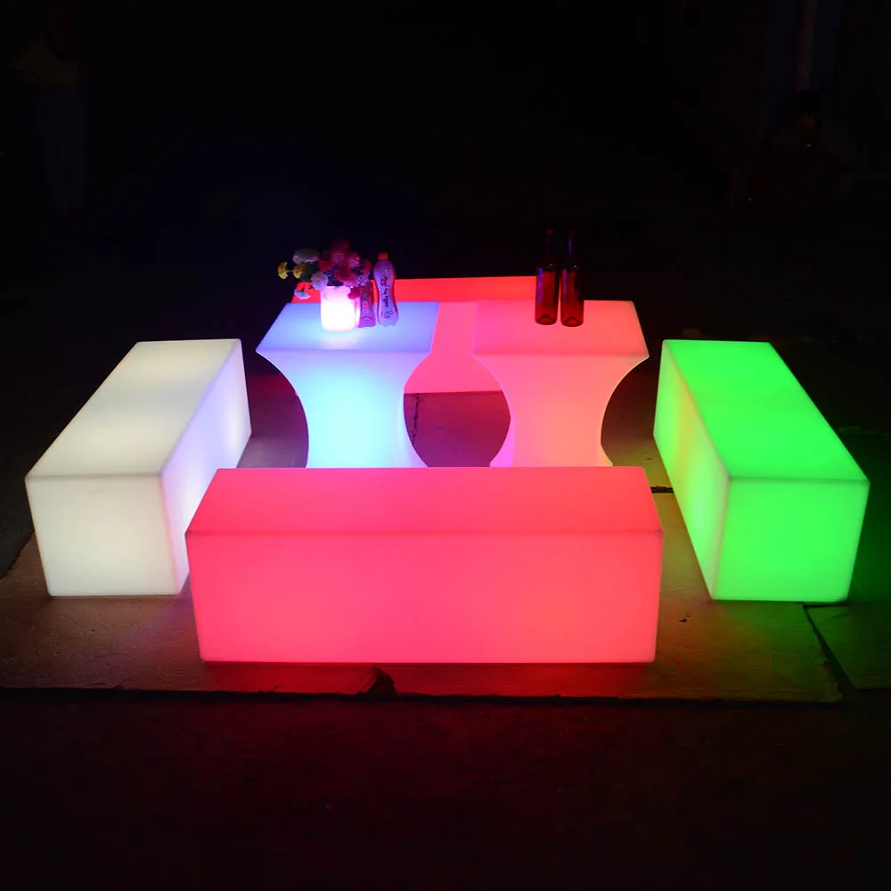 Портативный светодиодный стол и стул для торжества с пультом дистанционного управления, питание от батареи, изменение цвета, для ночного клуба