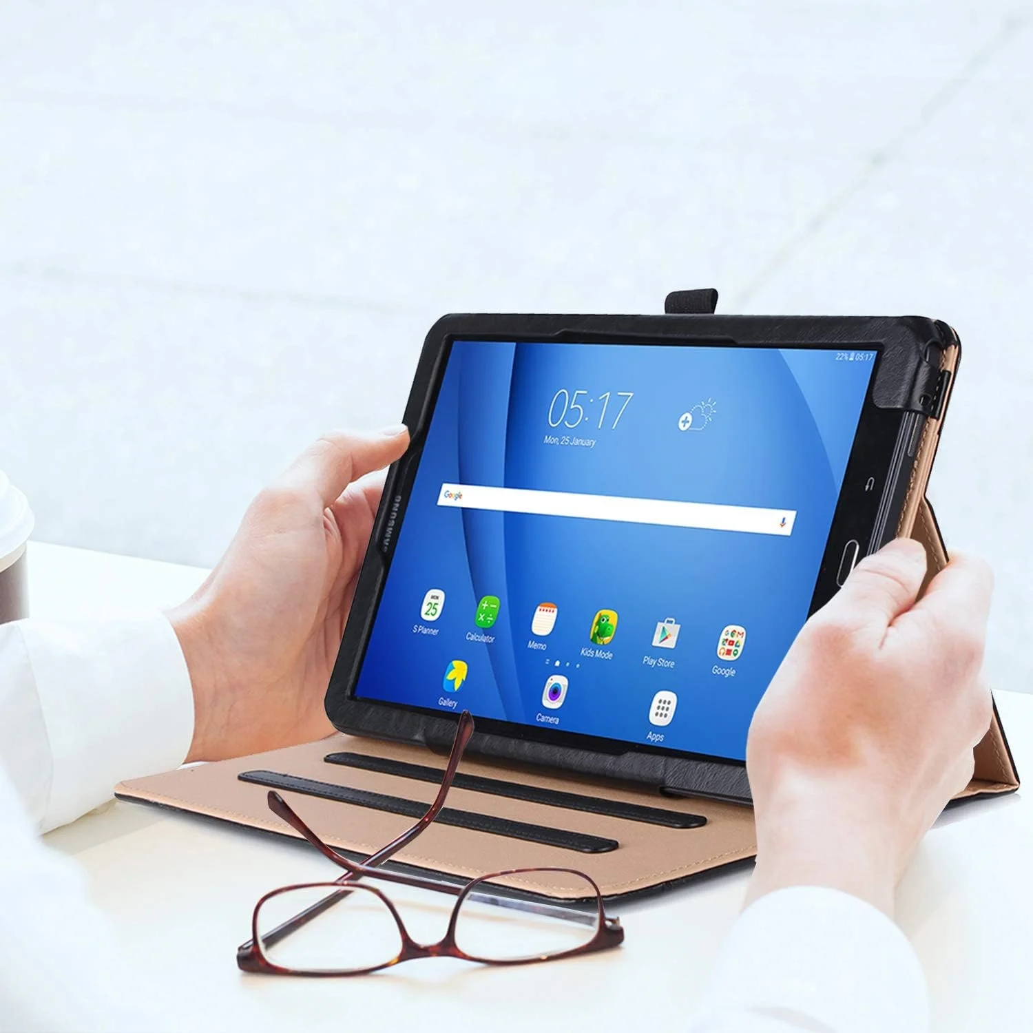 product stand protective case for samsung galaxy tab a 101 tablet with multiple viewing angles and document pocket laudtec-9
