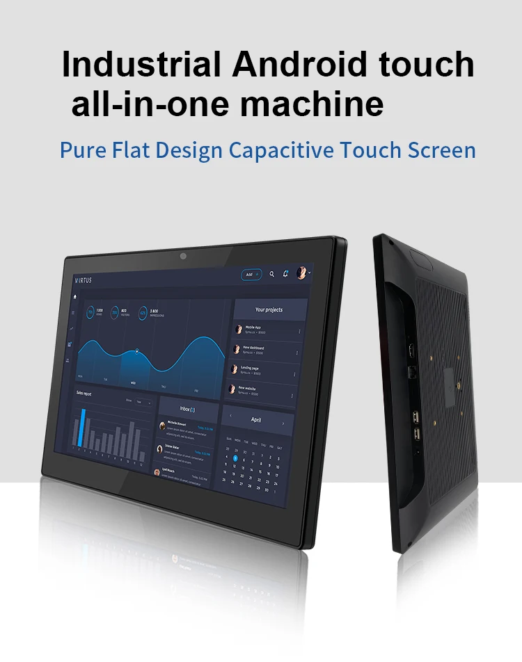 13.3 Inch All-in-One Industrial PC Wall Mount AMD Quad Core 2+16/4+16 IPS1920x1080 Full HD Capacitive Touch Screen