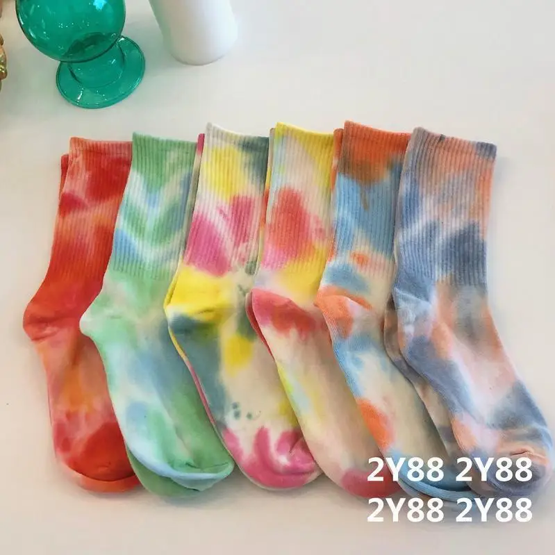 Hip Hop Skateboard Popular Vivid Color Tie Dye Sports Socks Skateboard Color Halo dyed Tube socks