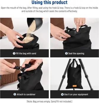 NEEWER Sandbag for Photography, 15.5"x9.4" Foldable Handheld Storage Bag with Shoulder Strap, Heavy Duty Polyester Saddlebag detail image