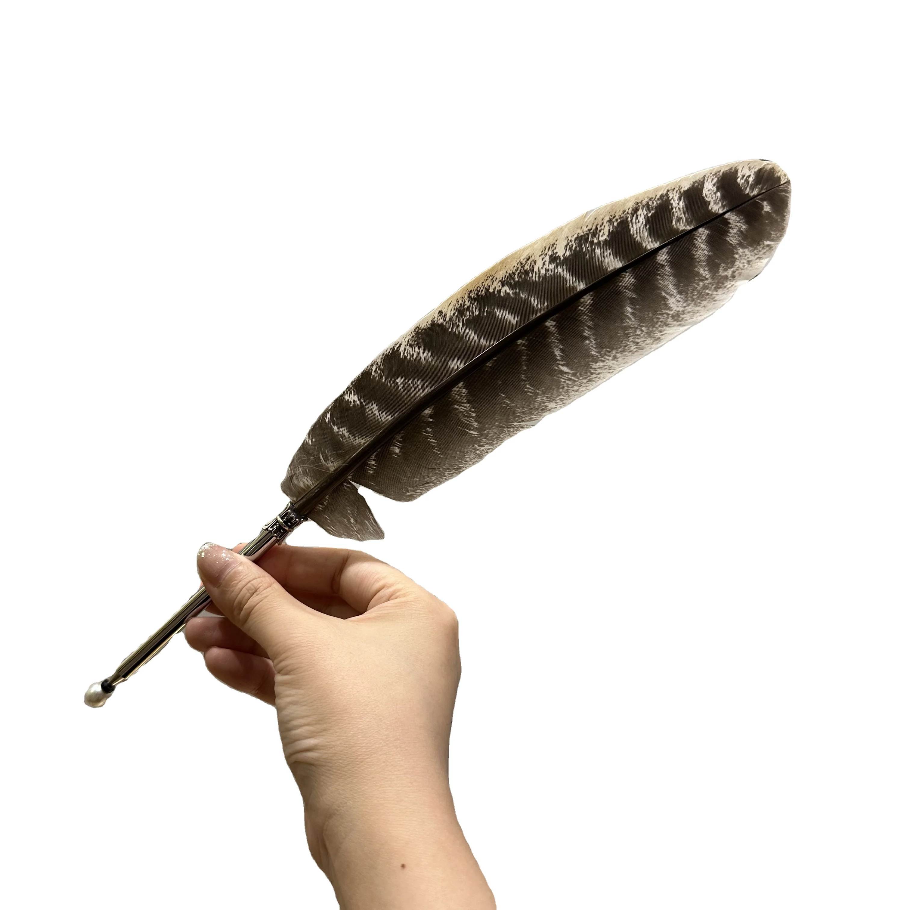 OPENDGO Ostrich Feather Ballpoint Pen - Elegant Quill Pen For Wedding Guest Books & Gifts (Black Ink)