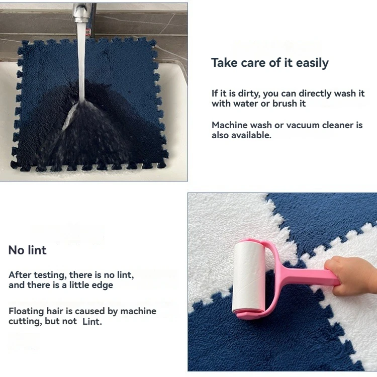 30*30cm Polyester Interlocking Area Rug Floor Mat Eva Plush Puzzle Cork Felt Faux Fur Decorative Travel Camping