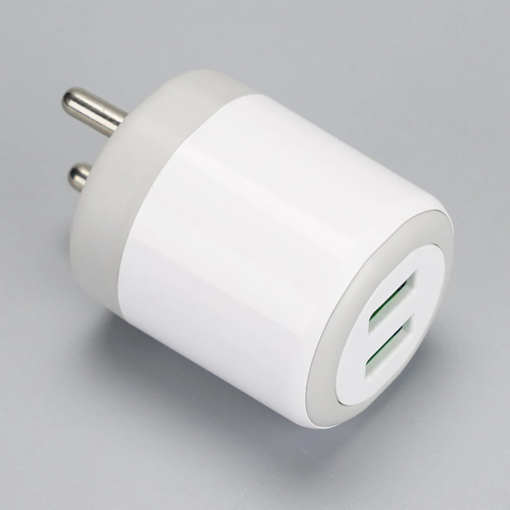 IN/India Plug 2 USB-A White Round Travel/Wall charger 110V-230V 2011