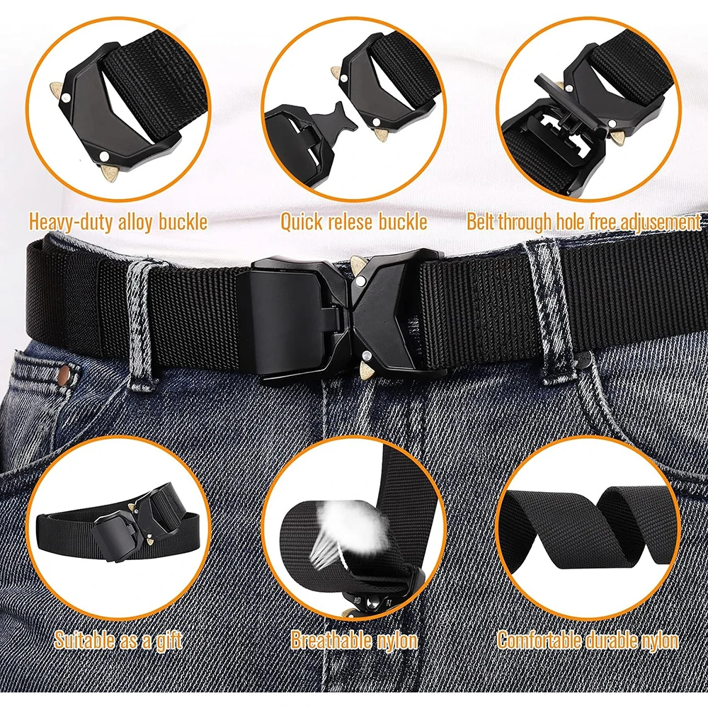 Wholesale Wear-resistant Tactical Belt Casual Men's Nylon Web Work Heavy Duty Quick Release Buckle Work Belt