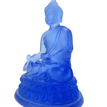 Customized Pharmacist Buddha Colorfu Crystal Crafts Glass Giant Buddha Statue For  Decoration