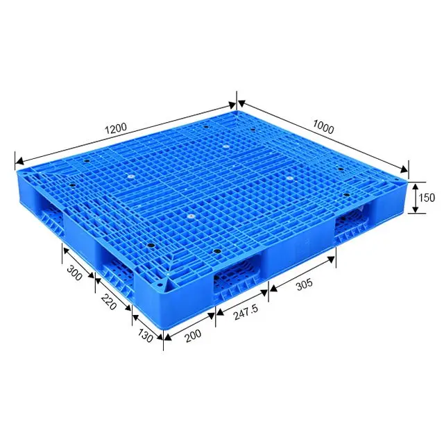 Heavy duty double side face 4 way entry industrial reversible warehouse use stackable large plastic pallet