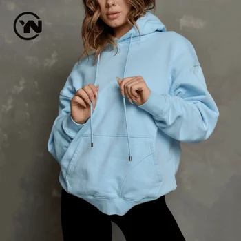 Clothing Manufacturers Custom Women Loose Oversized Pullover Tunic Winter Sweatshirt Hoodie With Kangaroo Pocket