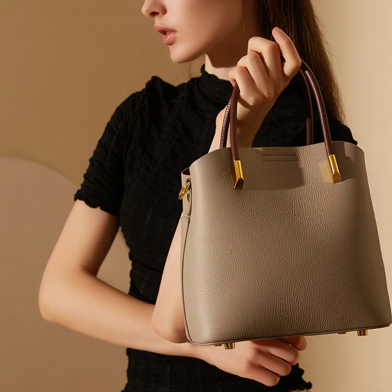 Manufacture Custom Leather Ladies Hand Bags Shoulder Bucket Bags Handle Wholesale Female Classic Handbags for Women Ladies