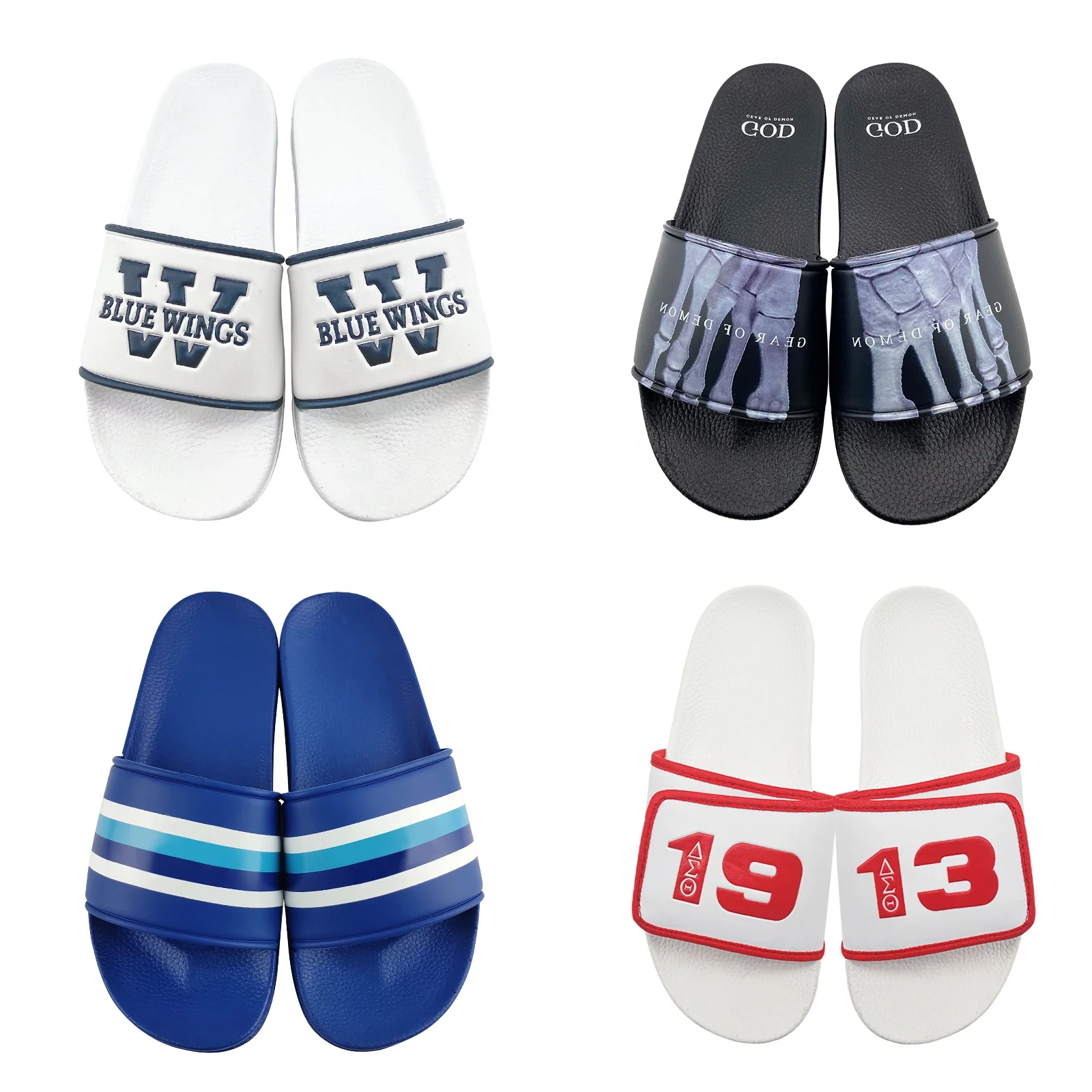 Greatslides Plain Slide Sandals Slider,Blank Womens Slide Sandals Vendor,Custom Designer Print Slides With 3D Embossed Logo