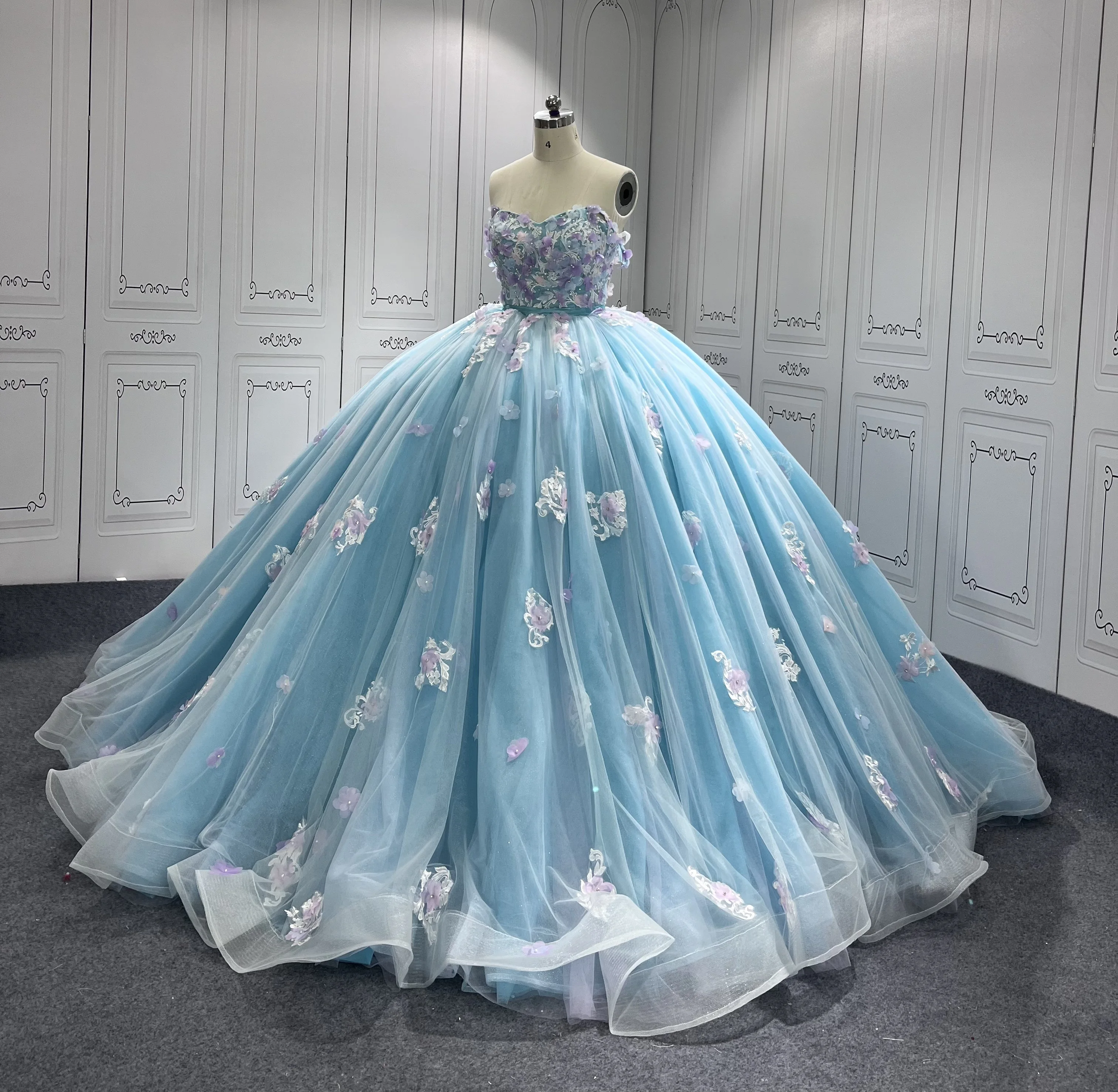 Mumuleo Three Dimensional Light Sky Blue Quinceanera Dresses off