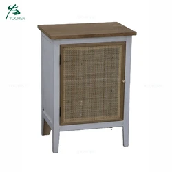 natural material wooden cabinet with rattan one door