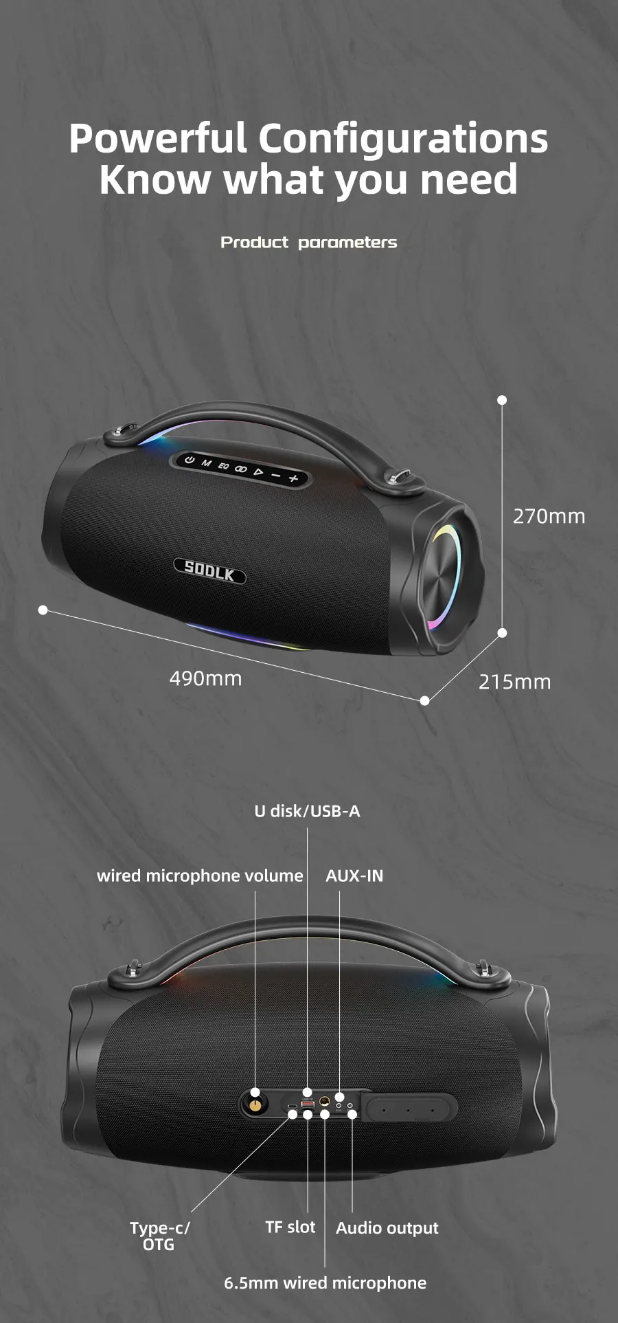 SODLK S1620 300W Wireless Speaker with Deep Bass & RGB Lights