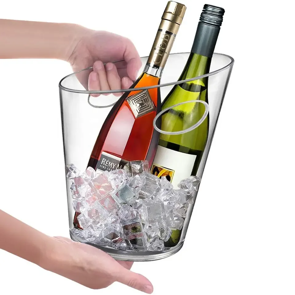 New Design 6.5l Clear Plastic Wine Cooler Bucket Champagne Ice Bucket