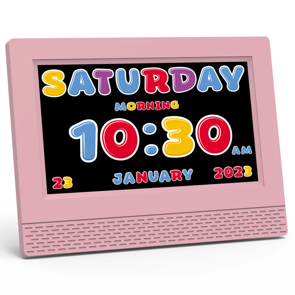 7 Inch LED Digital Alarm Clock for Kids Support Picture & Video Playing with Multiple User Interface and Colorful Text Display