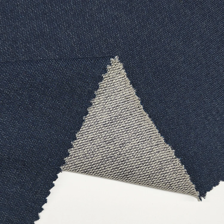 Hot Selling Japanese Denim Jeans Fabric, Knitted 100% Cotton Material Indigo Denim Terry Fabric/ factory