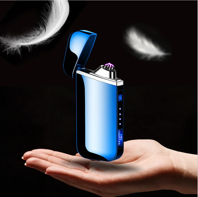 Rechargeable USB Electronic Cigar Plasma Lighter Double Arc Flame Windproof  Safety Steel Alloy Stylish Electric for Camping