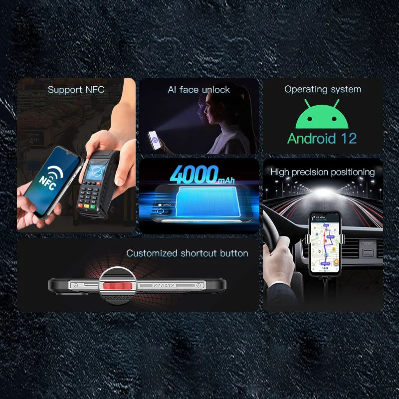 2024 Global 4G 5.7 Inch IPS Touch Screen Dustproof  Waterproof 3GB NFC Android 12. Unlock IP65 Rugged Smartphone