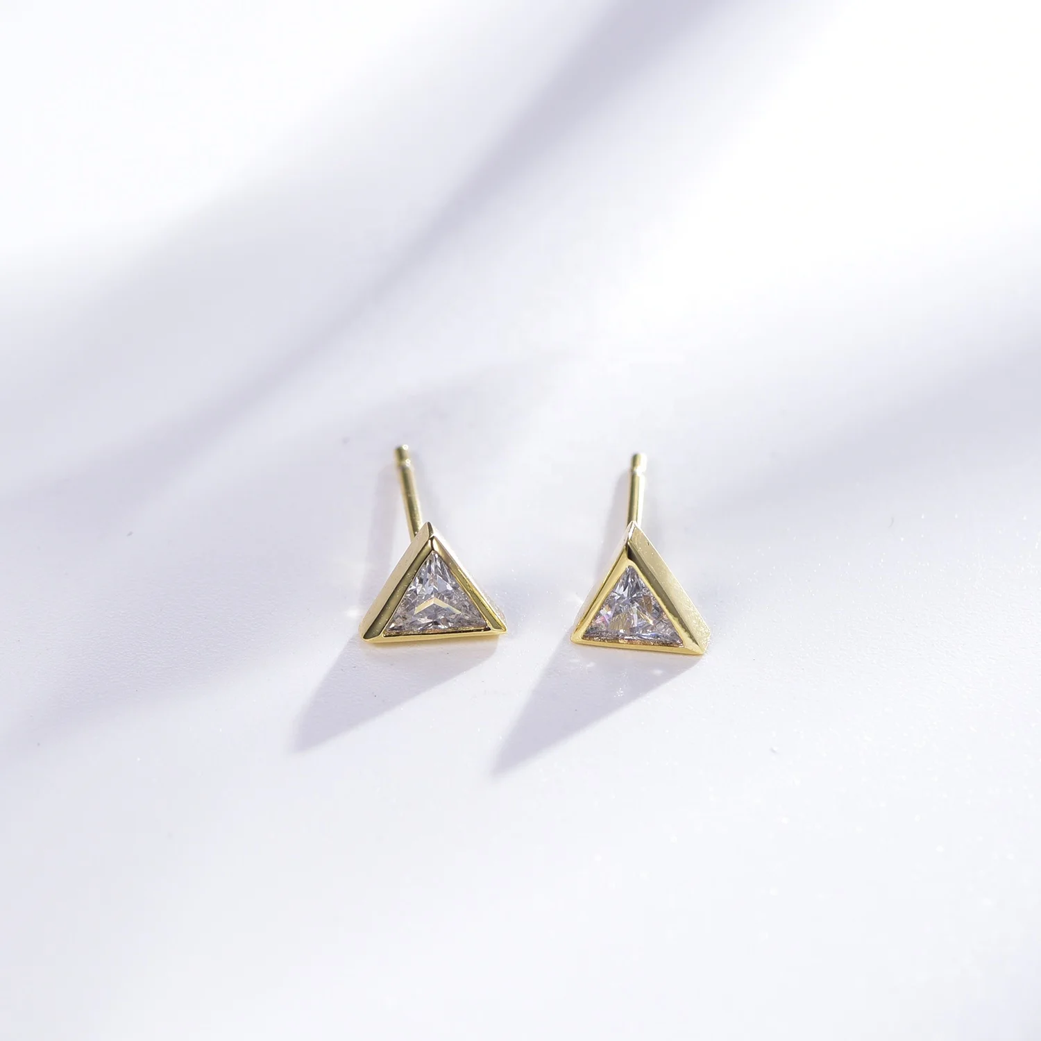 sterling silver earrings 925 triangle earring triangle cz sterling silver stud earring